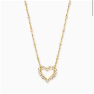 Ari Heart Gold Pendant Necklace in White Crystal